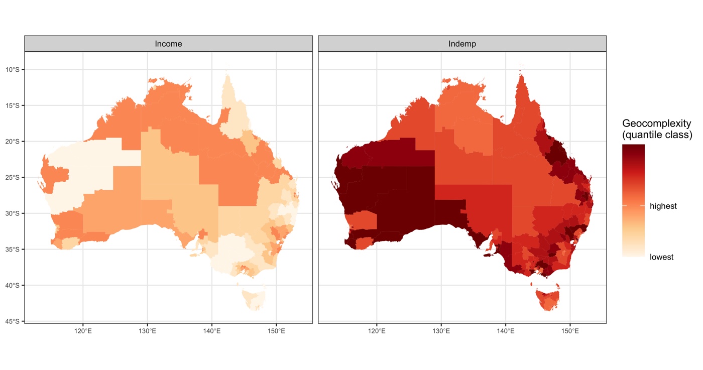 Geocomplexity of income and industrial employees, demo